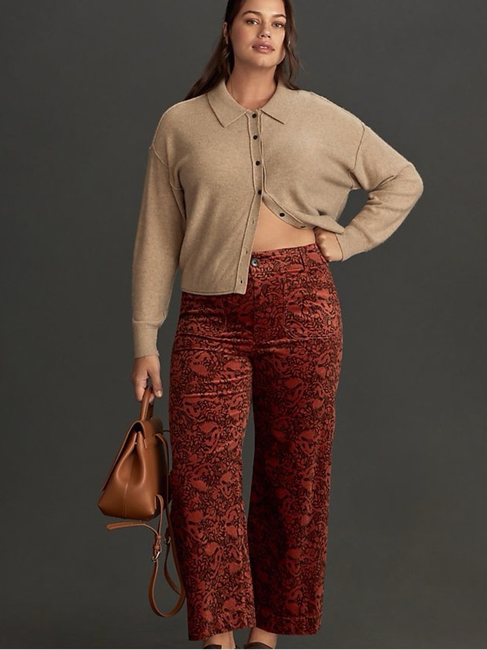 Anthropologie Maeve the Colette Cropped Corduroy Pant in Burnt Orange Sz 27p